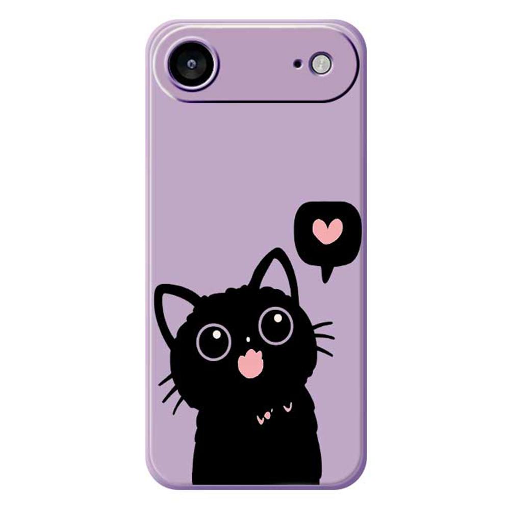 For iPhone 17 Air Case Love Black Cat Pattern Printing Straight Edge TPU Phone Back Cover