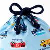 COLORFUL CANDY STYLE Small Drawstring Cup Bag (with Name Tag) - Water-Repellent, No-Iron Design, Full-Throttle Working Vehicle Design, Lightweight,