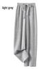 100% Pure Wool Red Elastic Waist Wide-Leg Pants for Autumn/Winter