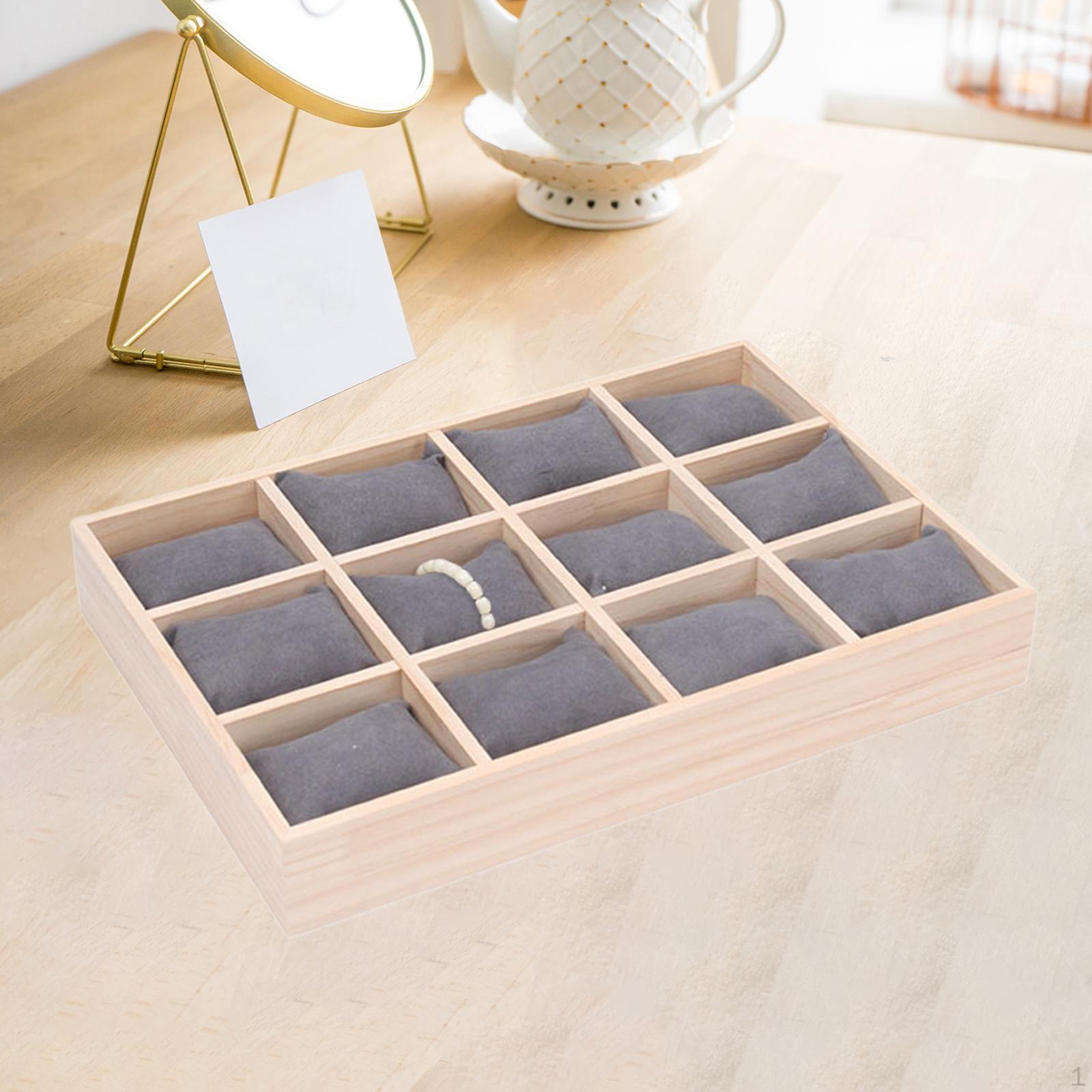 

Men's Watch And Jewelry Box, 12 Compartments, Multifunctional, with Pillow, Ideal for Birthday Gray Pillow