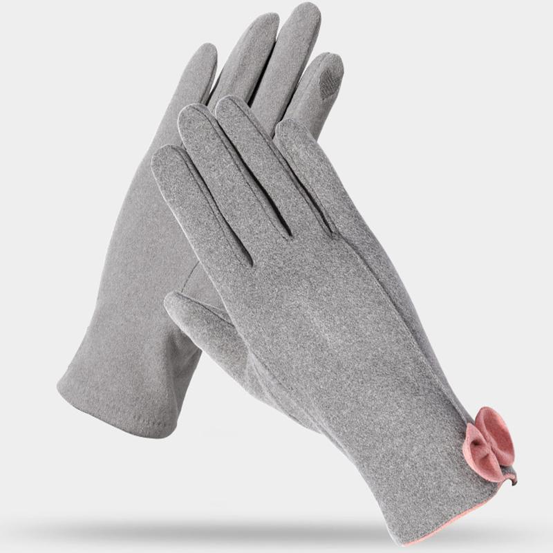 Damskie ciepłe rękawiczki z aksamitnymi, wiatroszczelnymi i antypoślizgowymi rękawiczkami do jazdy na świeżym powietrzu z ekranem dotykowym