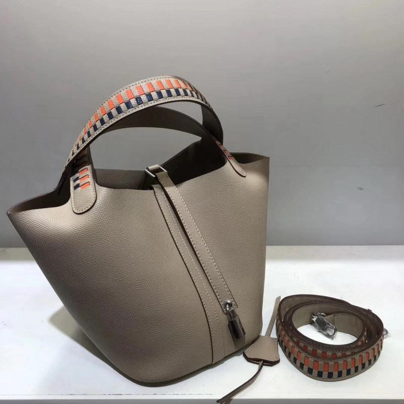 Leather bucket bag woven hand strap palm pattern vegetable basket women s bag, cowhide portable messenger bag