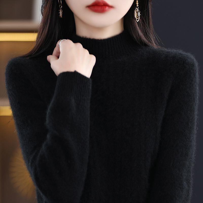 Autumn and Winter Half High Collar Wool Pullover Fried Dough Twists Casual Sweater Versatile Long Sleeve Knitwear
