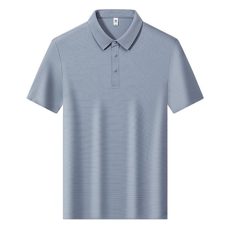 Plus Size Men's Quick-Dry Ice Silk Polo Shirt - Anti-Wrinkle, Short Sleeve, Summer Lapel Style, Loose Fit.