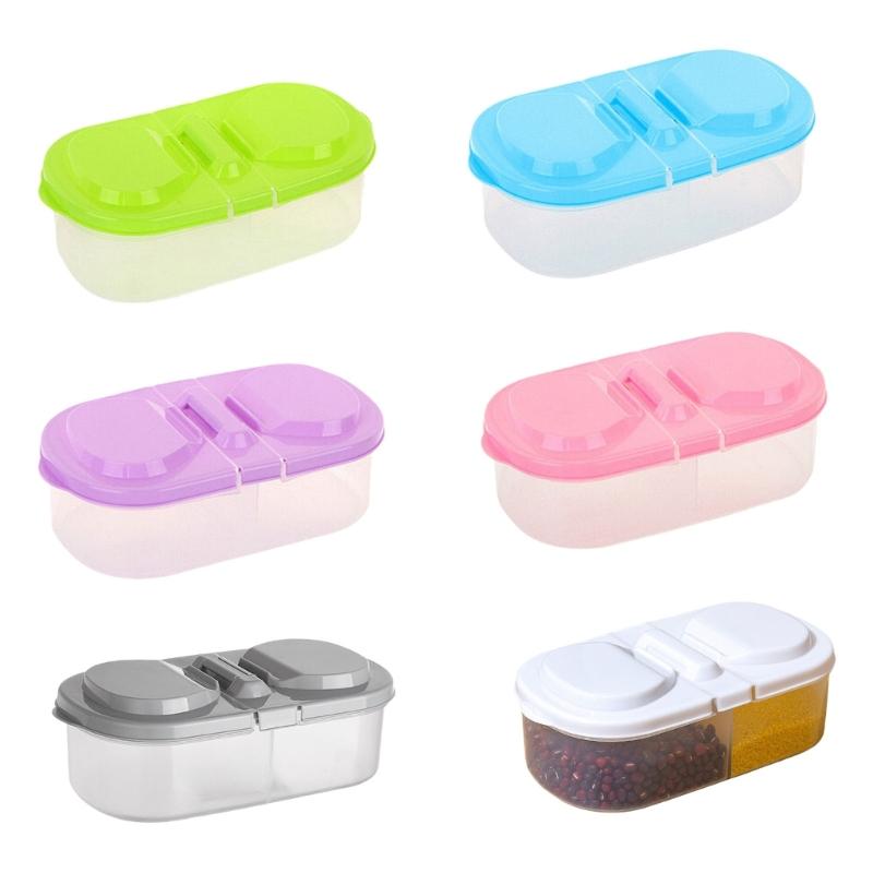 Clear Lid Double Compartment Food Storage Container Plastic Snacks Keepers For Kids Travel And Daily Use