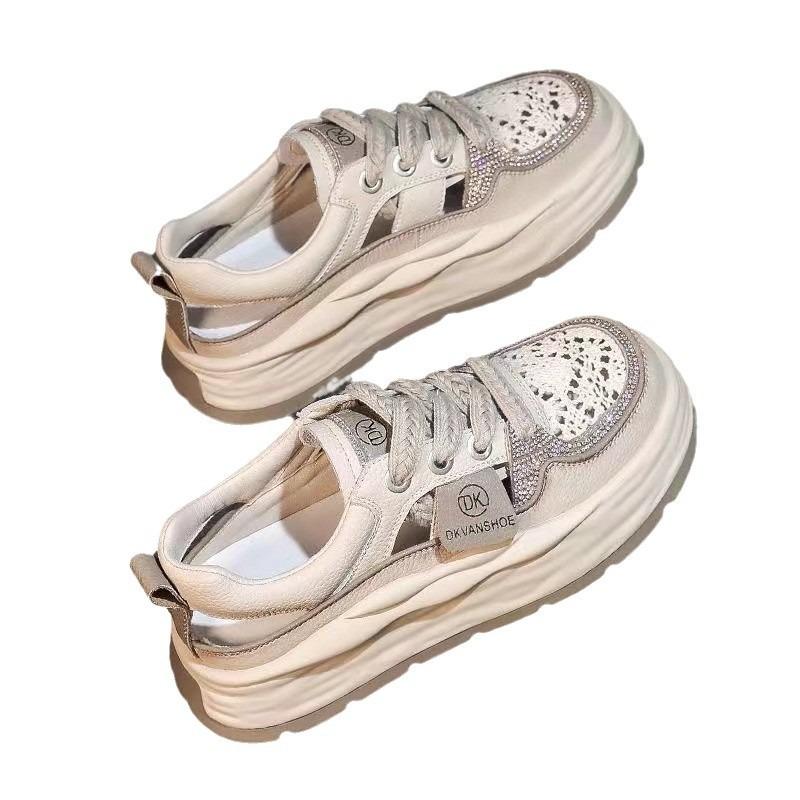 Candy color platform hollow dad shoes women's summer fashion lace-up casual shoes student running sports shoes