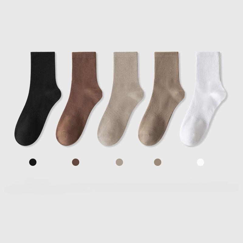 5 Pairs Men Socks High Tube Sports Socks Anti-slip High Quality Cotton Crew Socks 5 Pack Set Spring Business Work