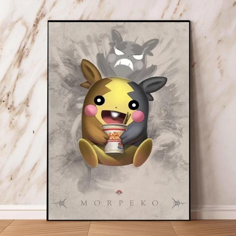 Japan Anime Pokemon Cartoon Canvas Painting Pikachu Gengar Eevee Mew Wall Art Posters Print Pictures Children's Room Home Decor