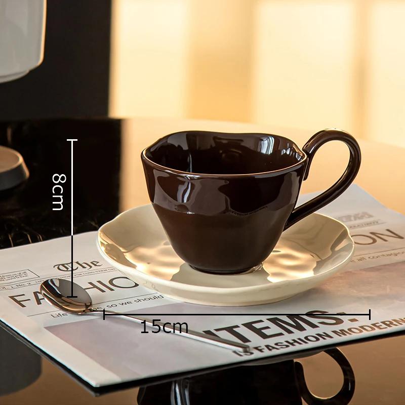 Creative Flower Shape Saucer Ceramic Cup&saucer Dining Table Coffee Cup Milk Tea Mugs Afternoon Tea Teacup Fruit Juice Container