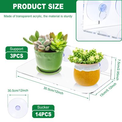 Window Plants Shelves Acrylic Suction Cup Window Shelves Clear Suction Cup Plants Shelf Succulents Flower Pot Holder for Indoor