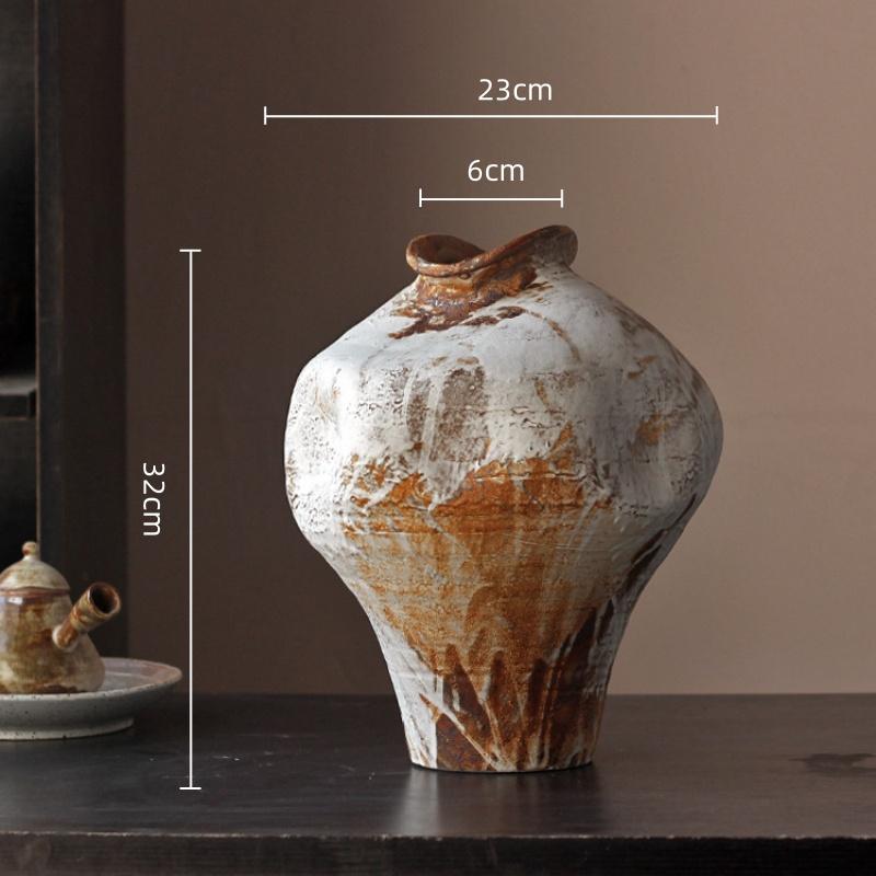 Ceramic Vase Kiln-transformed Coarse Earthenware Jars Flower Vase Flowerpot Chinese-style Retro Cans Home Decoration