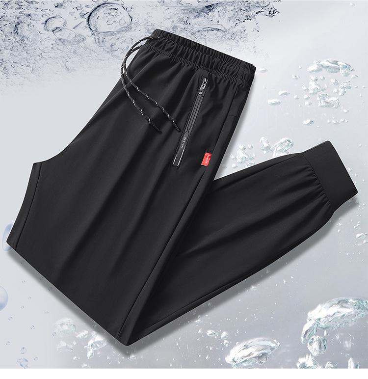 Herren Sommer Schnelltrocknende Eisseide Neun-Punkte Locker Geschnittene Hose - Trendig, Lässig, Leicht, Gerades Bein, Sportbekleidung mit Bündchen.