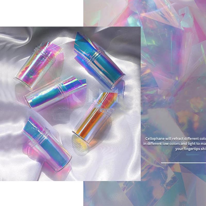 1 Roll Nail Foils Transfer Aurora Laser Stickers Nail Decals Wraps Glitter Polish Manicure Decoration