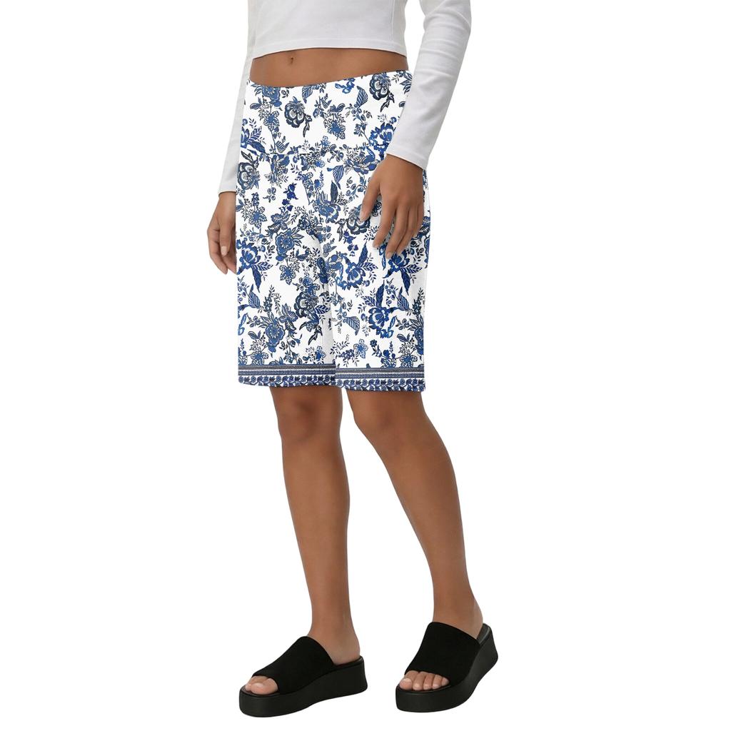 Pantaloncini larghi a vita alta da donna, alla moda, per l'estate, il tempo libero e le vacanze