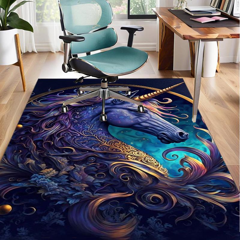 Magical Unicorn Garden Office Rug Chair Mat, Entryway Carpet, Suitable for Front Door, Bedroom, Living Room, Desk, Holiday Gift