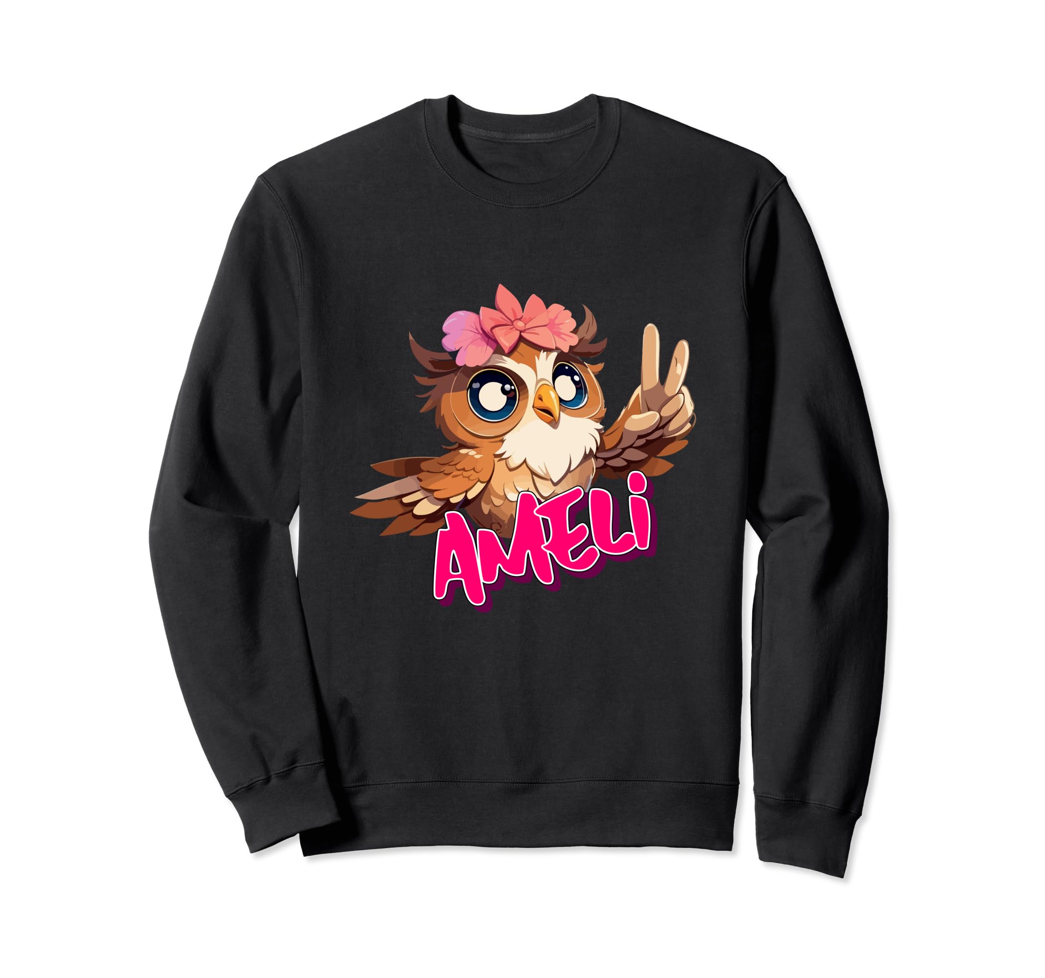 AMELI - Adorable girl name with cute OWL sweatshirt