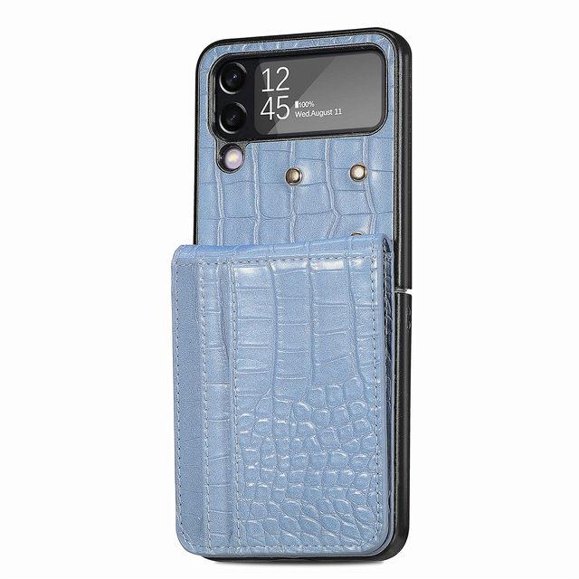 Business Full Protection Crocodile Leather Case For Samsung Galaxy Z Flip4 Flip 4 Zflip4 5g Card Pocket Cell Phone Cover