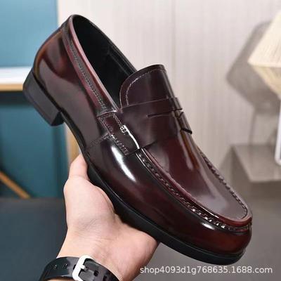 Contas de borda aberta, condução respirável com um pedal, sapatos beanie de primavera, couro genuíno masculino, mocassins casuais de negócios britânicos, sapatos de couro pequenos