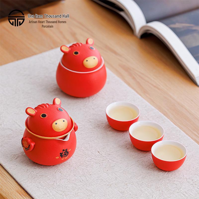 2026 Year of the Horse Travel Tea Set - Ideal New Year Gift for Employees and Customers