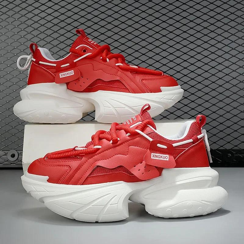 FashionChunky Sneakers Plus Size 45 Herren Designer Sportschuhe Mode Lässig Leder Stoff Atmungsaktiv Höhe Erhöhte Plateauschuhe