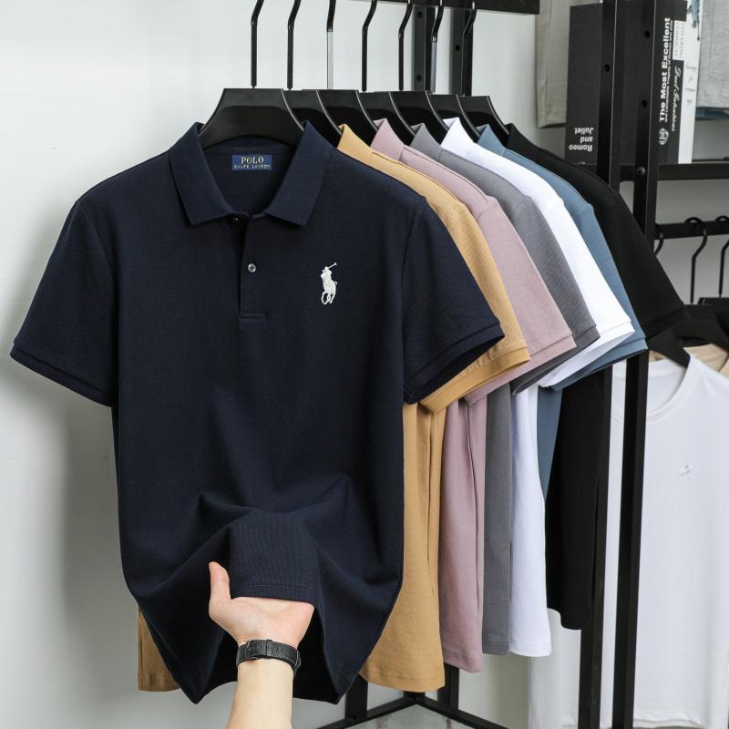Polo Ralph Lauren Summer Men's New Black Pony Embroidered Solid Color Mercerized Cotton Loose Moisture Wicking and Quick Drying Casual Polo Shirt