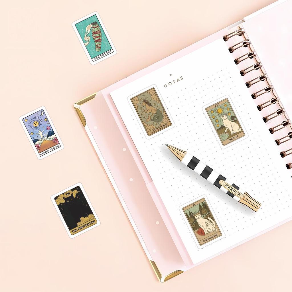 Retro Tarot Card Waterproof PVC Stickers for Journals and Decoration, 100 Sheets