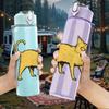 1PC Cute Yellow Cat Kitten Animal Print 750ml Color Plastic Sports Water Bottle Leakproof Flip Straw Lid Suitable for Sports Office Home Use