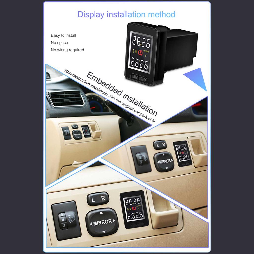 TPMS Car Tire Pressure Alarm Monitor System Solar Auto Security Alarm Systems External Sensor Tyre Pressure Temperature Warning