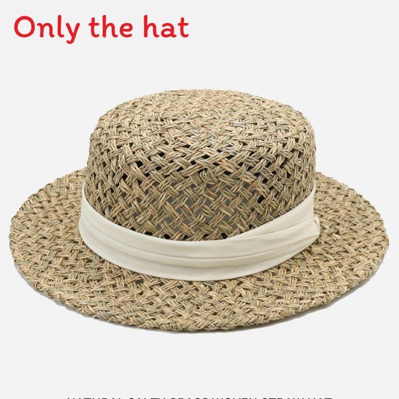 Fashion Woven Straw Hat With Wide Brim And Strap Decoration For Daily Wear