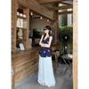 Kumikumi Sweet Style Set French Style Kinked Cami Women Summer Drape Embroidered Wide-Leg Pants Two-piece Set