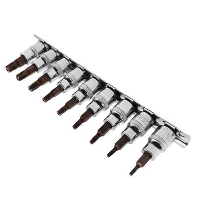 9Pcs Press-fit Sleeve Flower-shaped Drive Socket Set For Torx Screwdriver Bits 3/8 Inch Wrench Socket Adapter For T10-T50