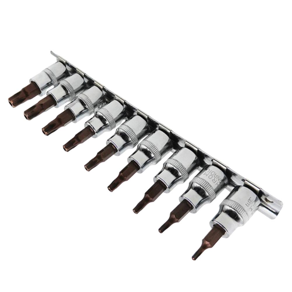 

9Pcs Press-fit Sleeve Flower-shaped Drive Socket Set For Torx Screwdriver Bits 3/8 Inch Wrench Socket Adapter For T10-T50 China Mainland