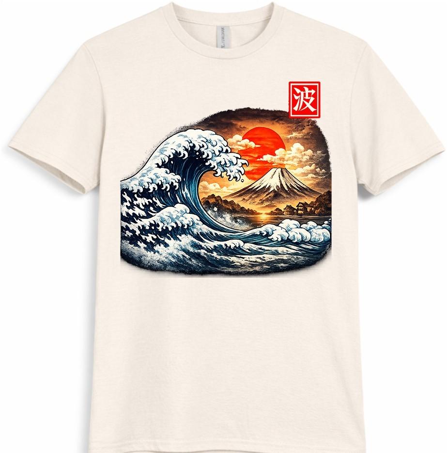 Great Wave Off Kanagawa T Shirt Japanese Ukiyoe Ocean Art Mount Fuji Graphic Tee