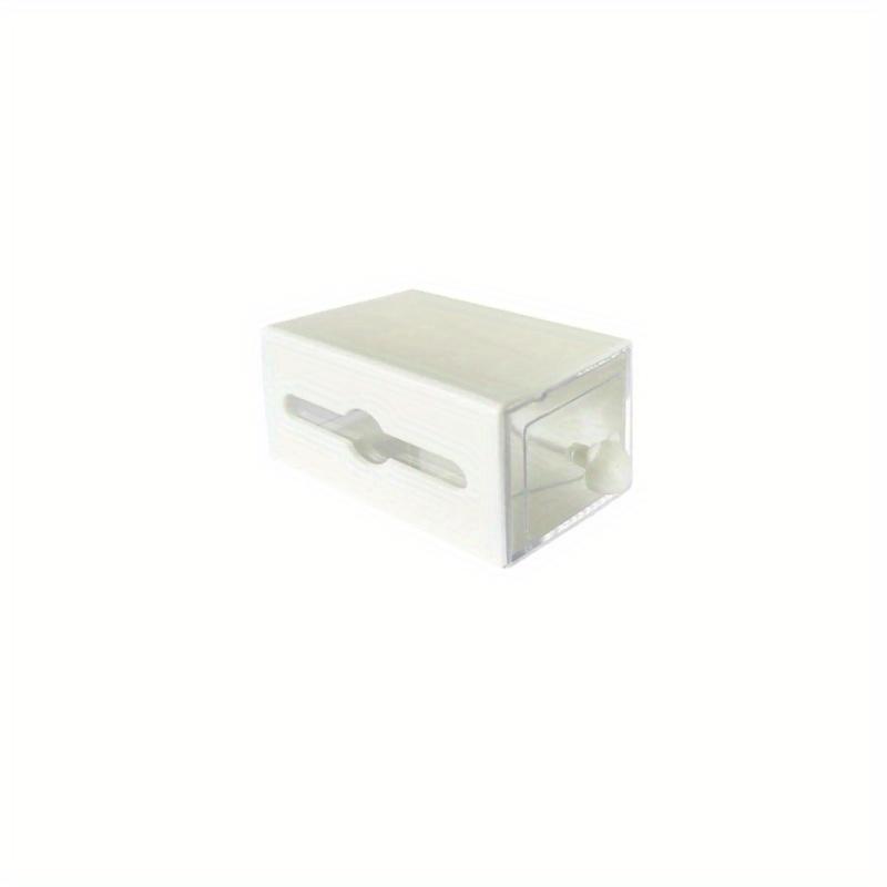 1pc Non Perforated Wall Storage Box Rectangular White Transparent Two-way Drawer For Cotton Swab Bathroom Headband Hair Loop Mini