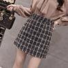 Autumn and Winter Woolen Plaid Skirt Versatile A-line Half Skirt, Hip Hugging Short Skirt for Women