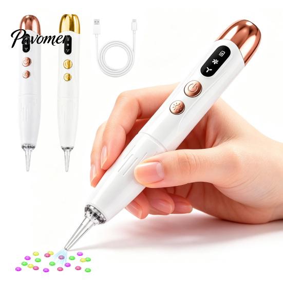 Faux Diamond Art Accessories Electric Rhinestone Pen, Pen with Light, 2 Smart Suction Levels, Rechargeable Wireless Vaccum for Adults DIY Crafting