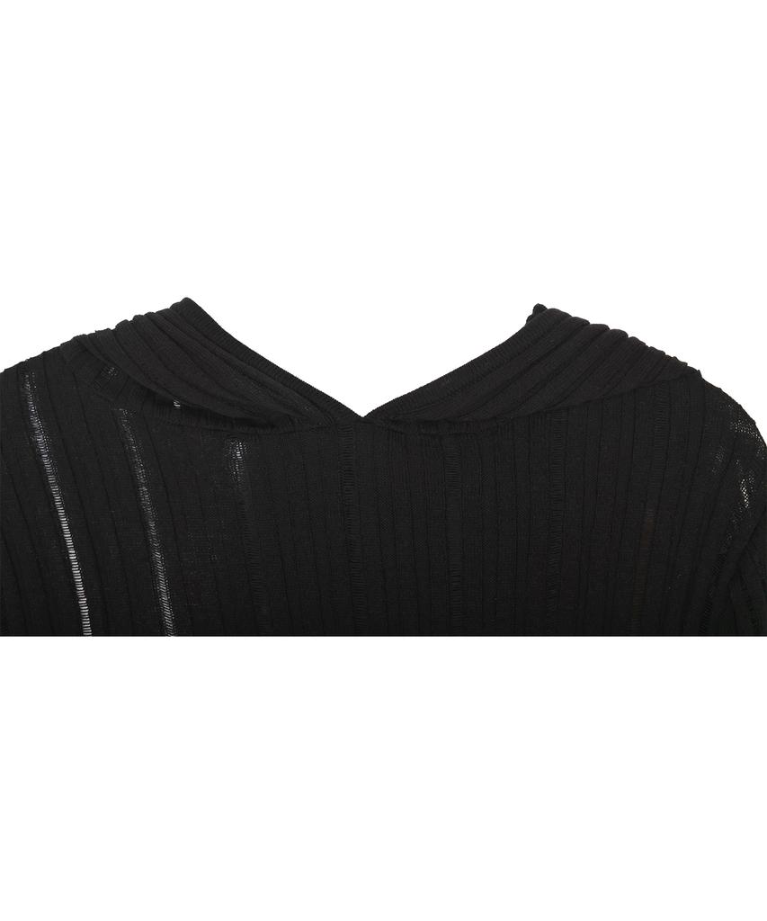 HARDCORE HAPPINESS Hch See-Through Hoodie Knit_Black