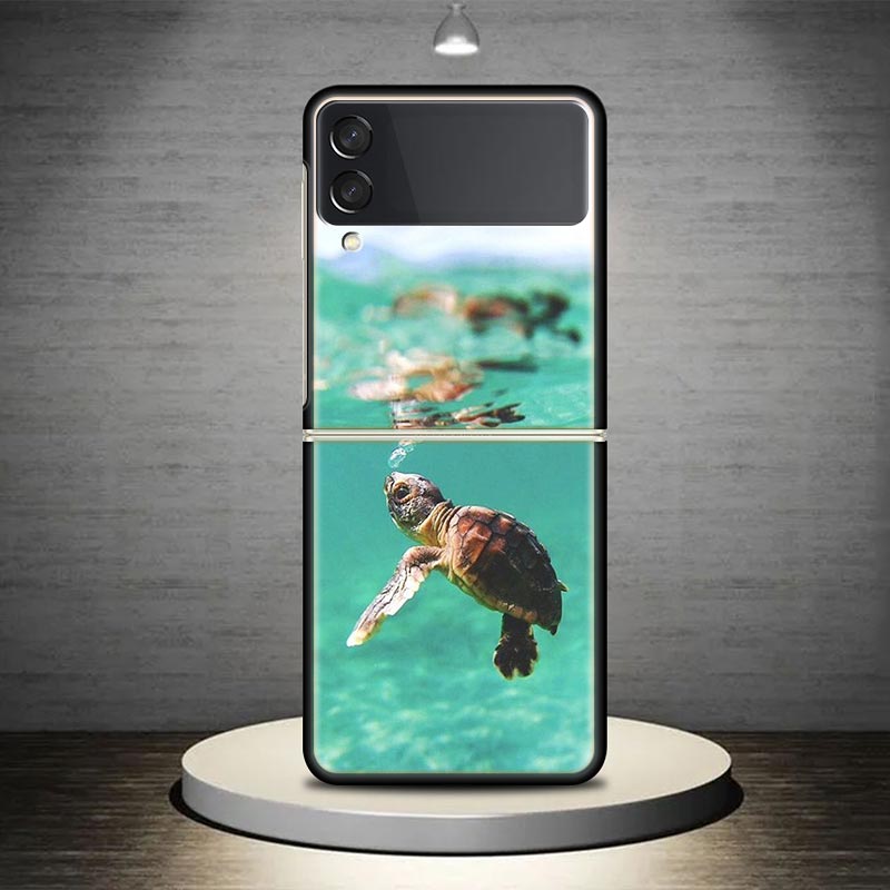 Sea Turtle Aqua Phone Case Cover for Samsung Galaxy Z Flip7 Flip6 Flip 7 6 5 4 3 Flip3 Flip4 Flip5 5G Shockproof Fundas Galaxy Z