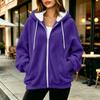 Sweat à capuche zippé pour femme, manches longues, coupe ample, veste décontractée de couleur
