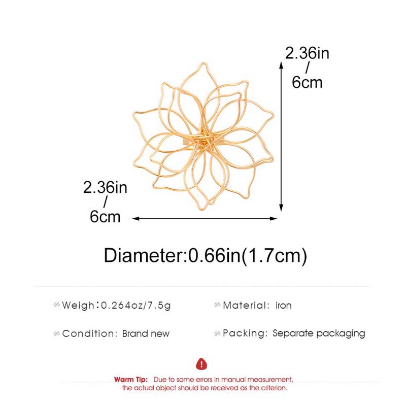 Vintage Metal Hollow Flower Open Rings for Women Exaggerated Gold Color Line Big Flower Adjustable Finger Rings Jewelry Gifts