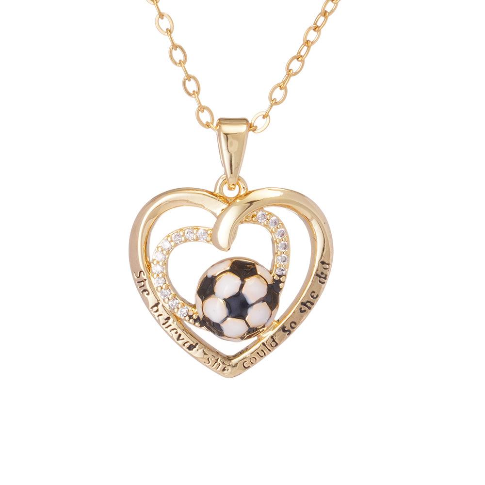 Football Necklace Light Luxury High Sense Versatile Simple Atmosphere Love Stainless Steel Collarbone Chain
