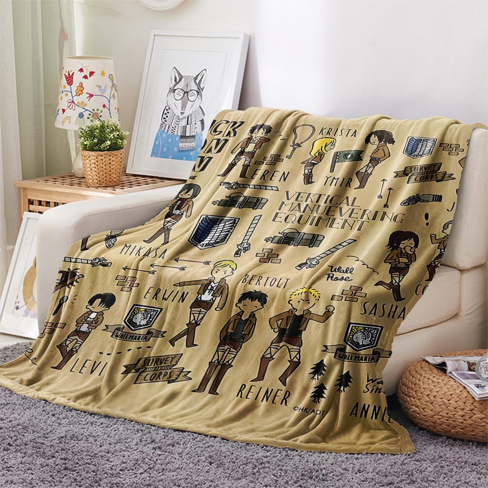 1PC Attack On Titan Print Flannel Blanket, High Quality All Seasons, Home Decor, Warmth and Comfort, Perfect for Christmas Gifts