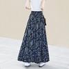 Tachiya Elegant Retro Floral Print Maxi Skirt