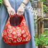 Styleneo Women's Round Tote Bag, 30x20cm, Handbag, Japanese Style Bag, Mini Tote (Lotus Root Orange)