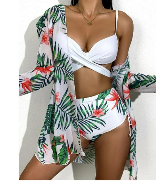 2025 Women's European & American Printed Bikini Swimsuit Beach Set