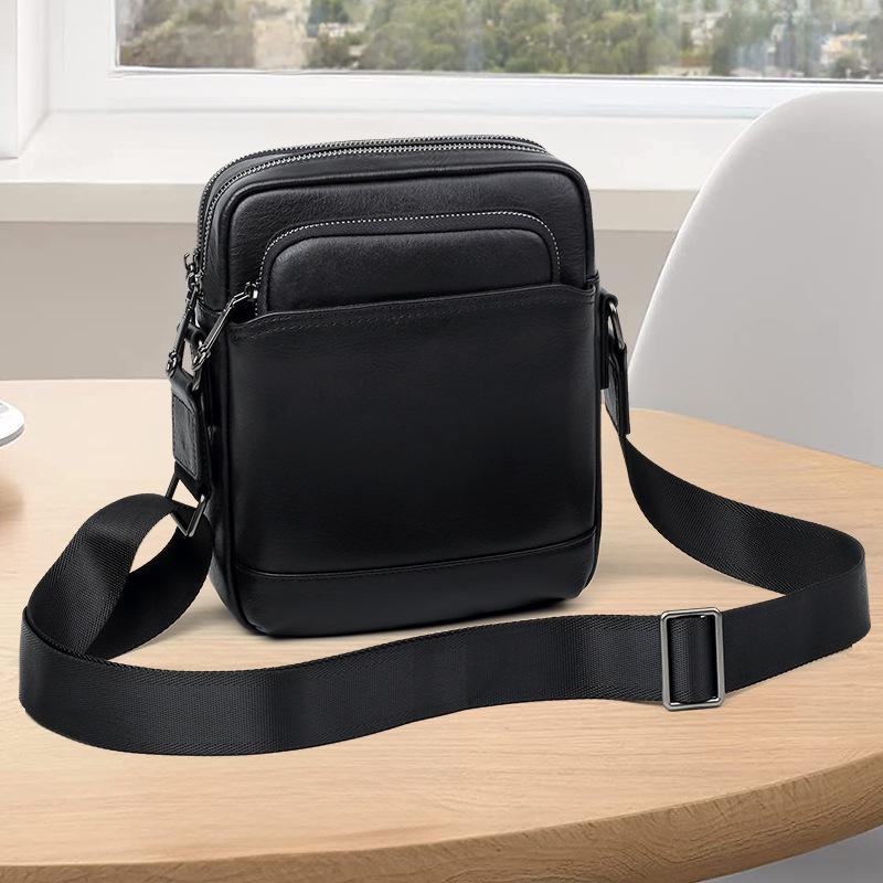 Men's Genuine Leather Large Capacity Messenger Bag - High-End Cowhide Shoulder Bag