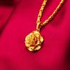 24K Gold Plated Four-Leaf and Small Fish Necklace - Elegant Sand Gold Finish