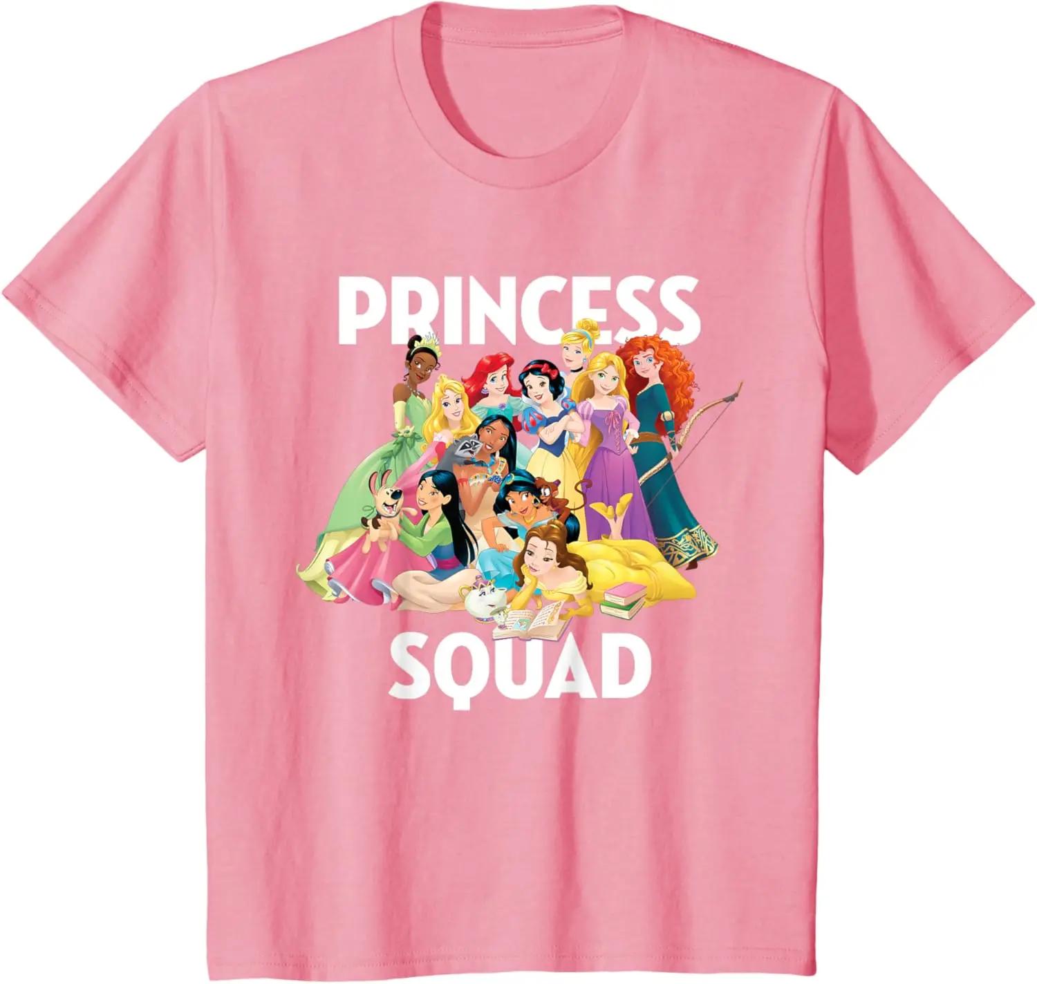 New Disney Princess Squad Group Fashion Casual T-Shirt S-4XL Four Seasons S