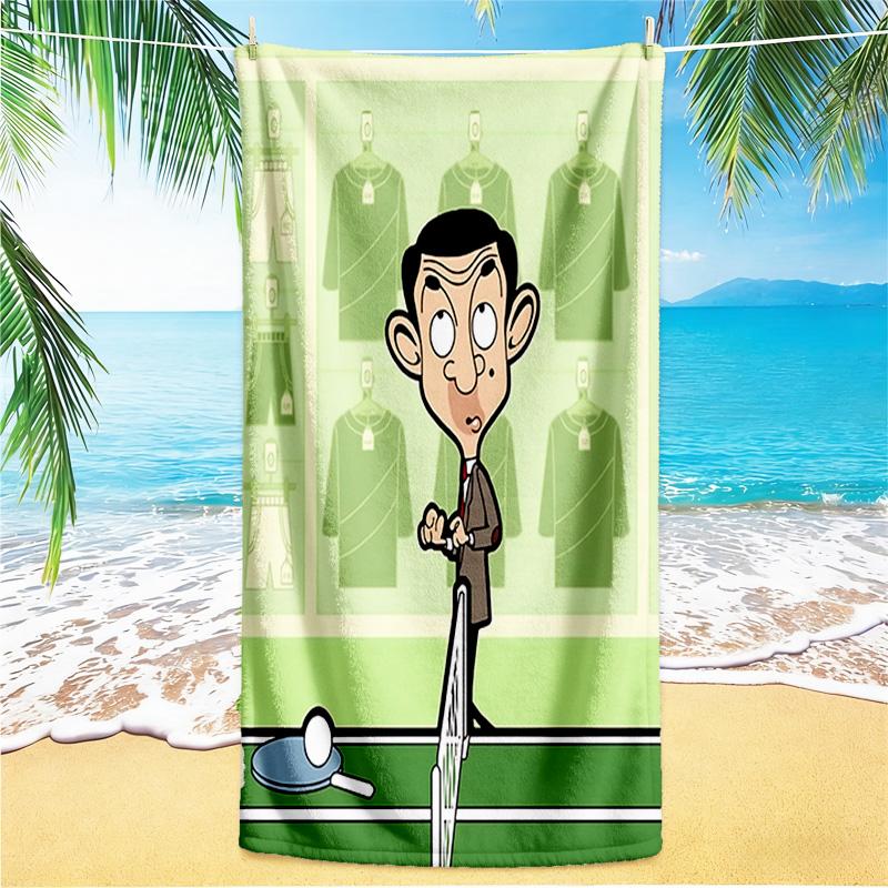 1pz Asciugamano da Spiaggia Mr Bean in Giro per il Mondo, Asciugamano da Spiaggia Assorbente ad Asciugatura Rapida, Asciugamano da Spiaggia per Sport all'Aperto e Nuoto, Morbido e Confortevole Y73043