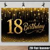 Black background with golden glittering powder for 18th birthday theme backdrop suitable for indoor or outdoor use